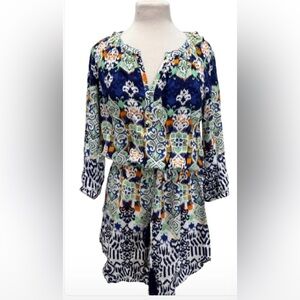 Size S Beach Lunch Lounge Women's Blue Patterned Dress